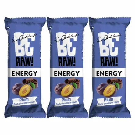 3 x BeRaw Baton Energy Plum Śliwka Chocolate 40 g