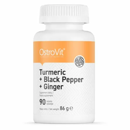Kurkumina + Czarny Pieprz + Imbir 90 tabletek OstroVit 