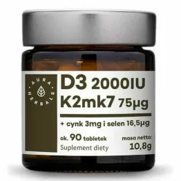 Witamina D3 K2MK7+ Cynk i Selen 90 Tabletek - Aura Herbals