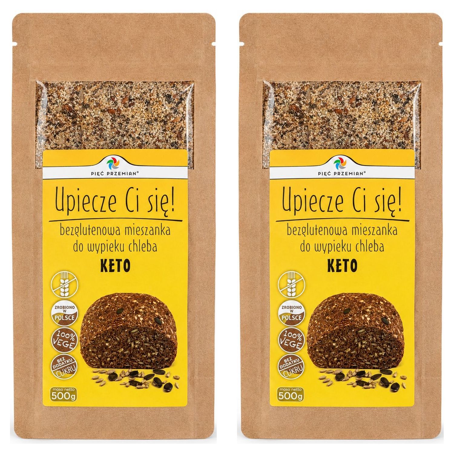 2 x  Mieszanka do Wypieku Chleba Bezglutenowego KETO 500 g - Pięć Przemian