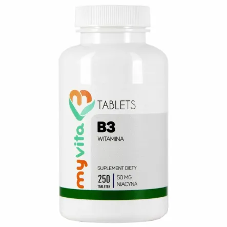 Witamina B3 Niacyna Witamina PP 50 mg 250 Tabletek - MyVita