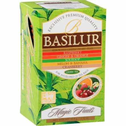 Mieszanka Herbat Zielonych z Dodatkami Assorted Green Fruit Tea Saszetki 37,5 g (25 x 1,5 g) - Basilur