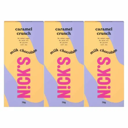 3 x Czekolada Mleczna z Karmelem Caramel Crunch 75 g - Nicks