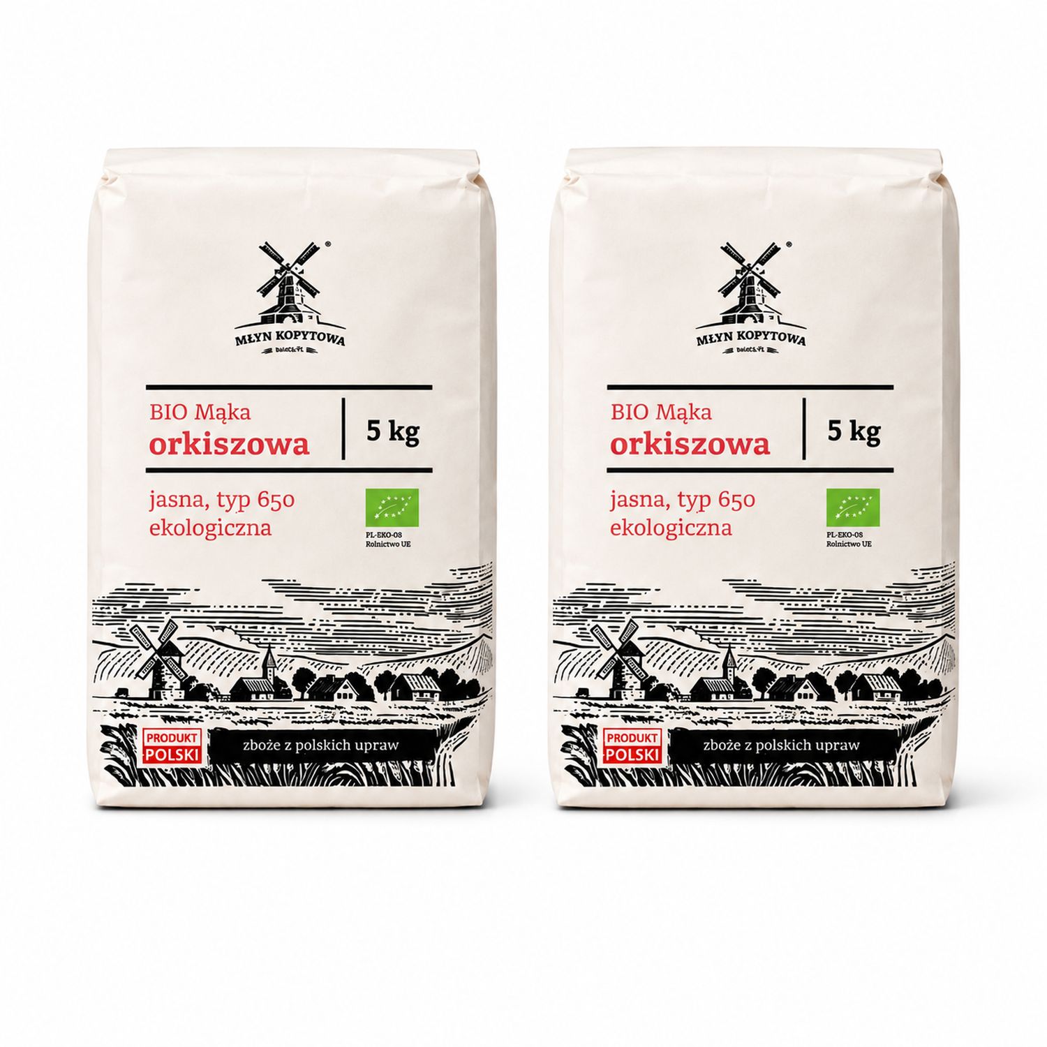 Mąka Orkiszowa Jasna Typ 650 Ekologiczna 10 kg (2 x 5 kg) Młyn Kopytowa