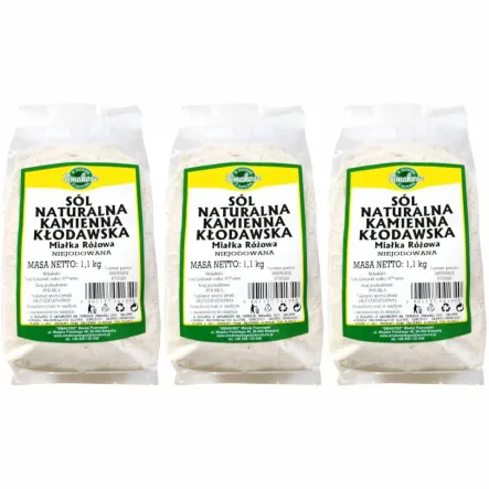 3,3 kg Sól Kłodawska Kamienna Naturalna Miałka Różowa Niejodowana 3x1,1 kg - Smakosz