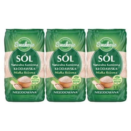 3,3 kg Sól Kłodawska Kamienna Naturalna Miałka Różowa Niejodowana 3x1,1 kg - Smakosz