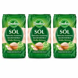 3,3 kg Sól Kłodawska Kamienna Naturalna Miałka Różowa Niejodowana 3x1,1 kg - Smakosz