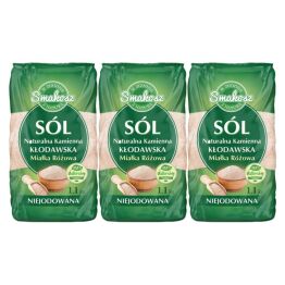 3,3 kg Sól Kłodawska Kamienna Naturalna Miałka Różowa Niejodowana 3x1,1 kg - Smakosz