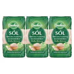 3,3 kg Sól Kłodawska Kamienna Naturalna Miałka Różowa Niejodowana 3x1,1 kg - Smakosz