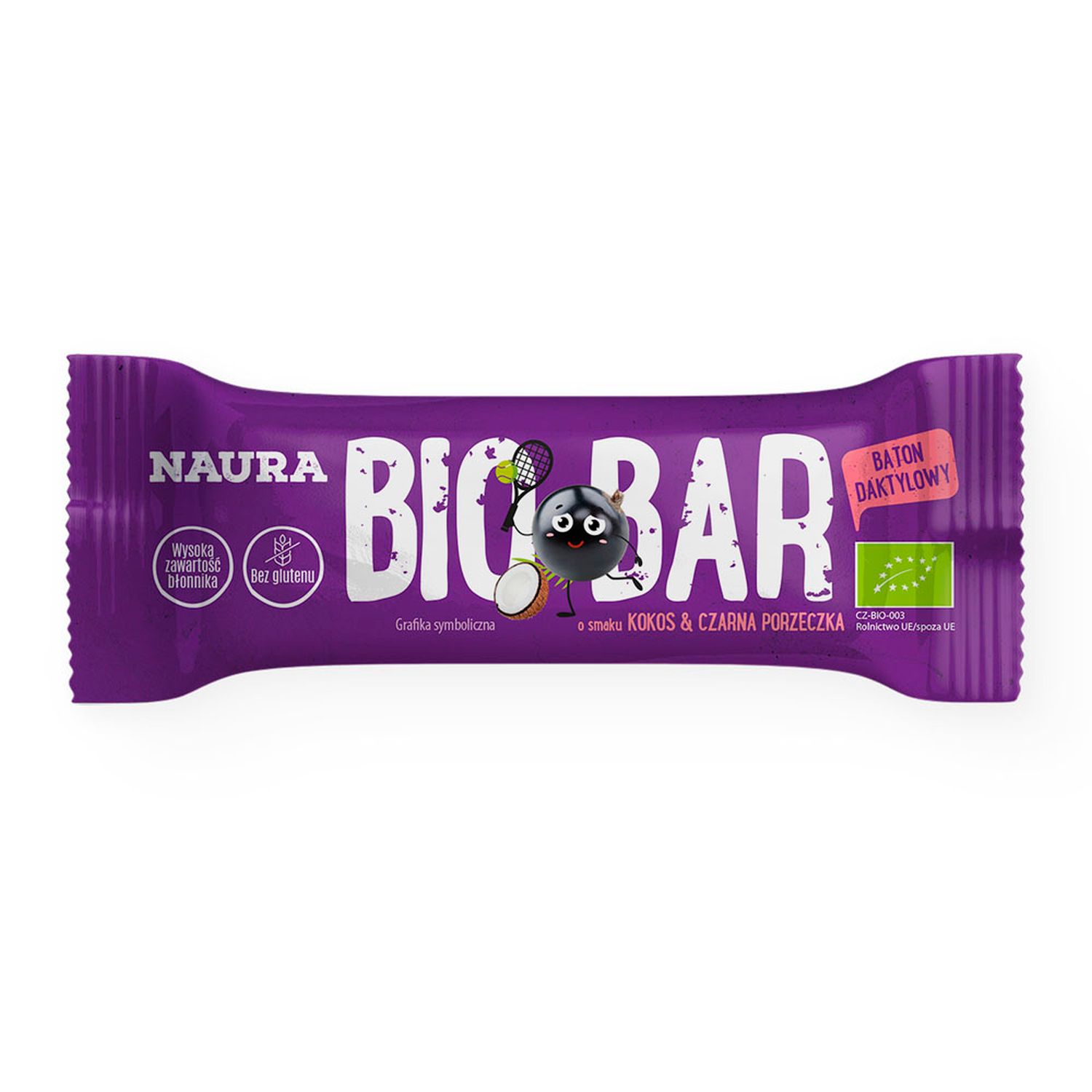 Baton Daktylowy Kokos i Czarna Porzeczka BIO 35 g - Naura