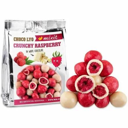 Liofilizowane Maliny w Białej Czekoladzie do Kieszeni 70 g - Mixit