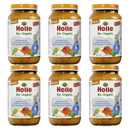 6 x Danie Dla Niemowląt Warzywa z Ryżem (Risotto) Bio Demeter 220 g - Holle