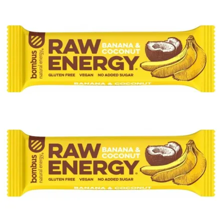 2 x Baton RAW Energy Banan Kokos Bezglutenowy 50 g Bombus Energy