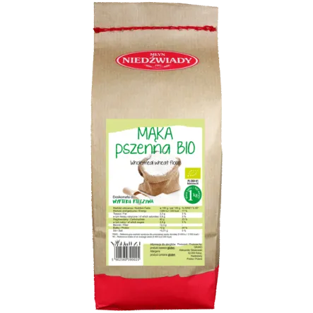 Mąka Pszenna Pełnoziarnista Typ 2000 Eko 1 kg - Młyn Niedźwiady