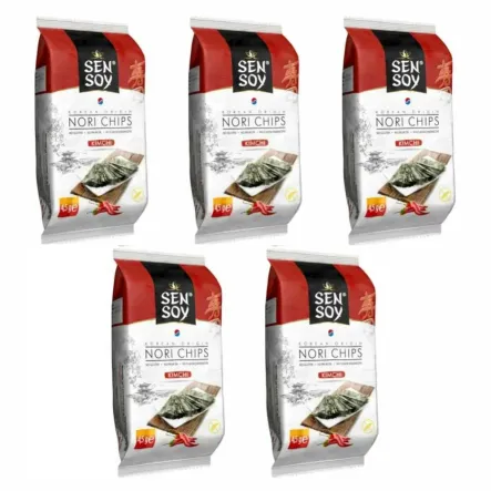 5 x Chipsy Nori Kimchi z Alg Morskich 4,5 g - Sen Soy