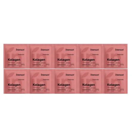 10 x Kolagen z Witaminą C i Kwasem Hialuronowym o Smaku Truskawkowym 11,5 g - Intenson