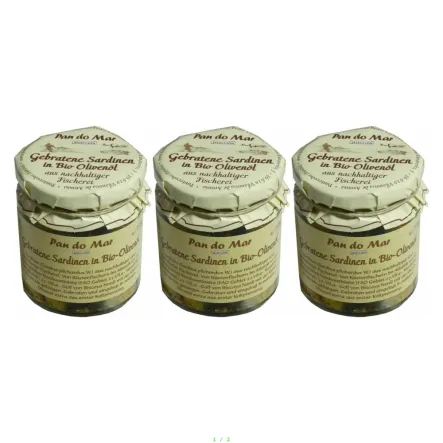 3 x Sardynki Smażone w Bio Oliwie z Oliwek 220 g (154 g) - Pan do Mar