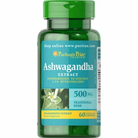 Ashwagandha Ekstrakt 500 mg 60 Kapsułek - Puritan's Pride