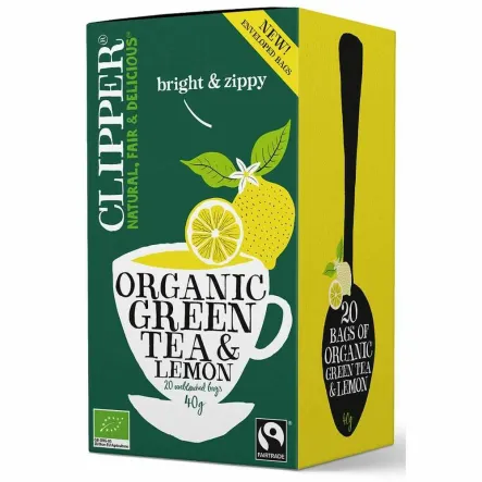 Herbata Zielona z Cytryną Fair Trade Bio 40 g (20x 2 g) - Clipper