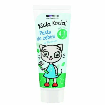 Pasta Do Zębów Dla Dzieci z Fluorem 4 - 7Lat Mięta 50 ml KICIA KOCIA - MomMe