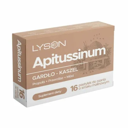 Apitussinum Gardło - Kaszel (Propolis plus Prawoślaz plus Miód) 40 g (16 Pastylek) - Łysoń