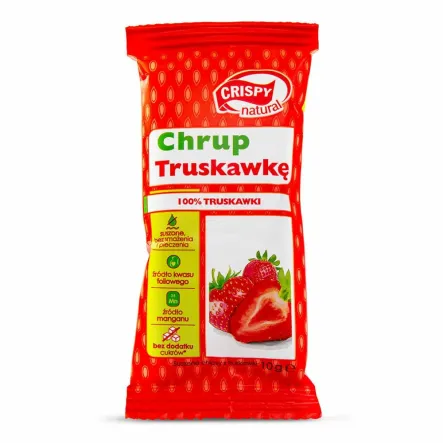 Truskawka Suszona Bezglutenowa Bez Dodatku Cukru Plasterki 10 g - Crispy Natural