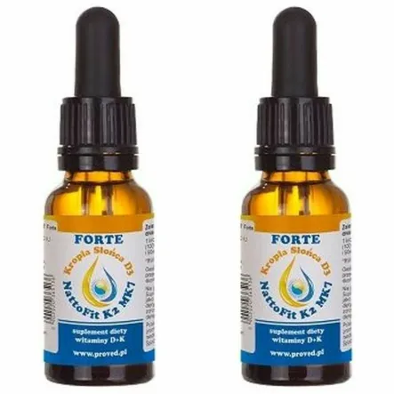 Zestaw 2 x  Kropla Słońca Witamina D3 + NattoFit K2 MK7 FORTE 20 ml - Proved