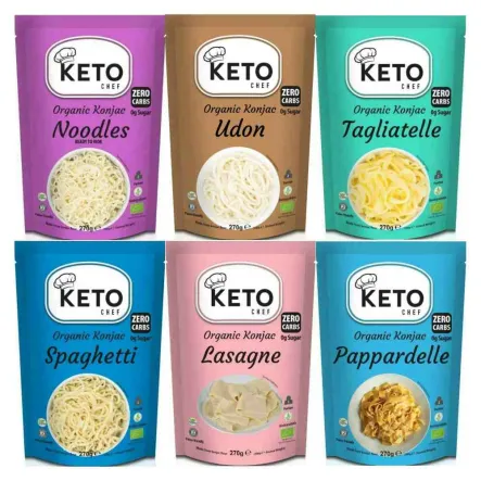6 x Makaron Keto Konjac Bio Noodle, UDON, Tagliatelle, Spaghetti, Lasagne, Pappardelle 270/200 g Keto Chef