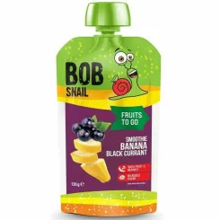 Mus Banan i Czarna Porzeczka Bez Dodatku Cukru 120 g - Bob Snail