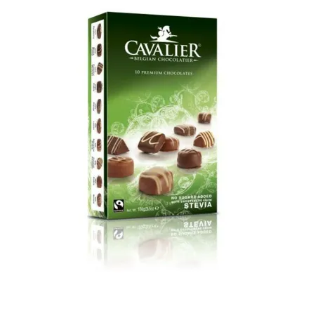 Praliny Wielosmakowe z Belgijskiej Mlecznej Czekolady Słodzone Stewią 100 g Cavalier - Wyprzedaż