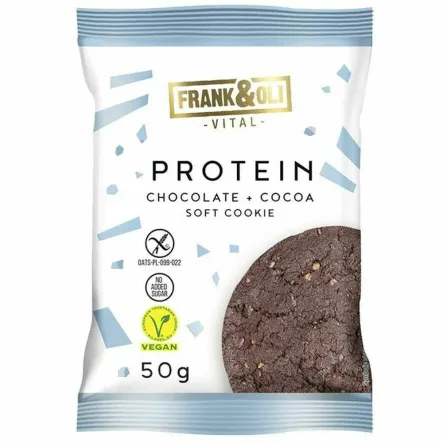 Ciasteczko Protein Chocolate+Cocoa Bez Dodatku Cukru Bezglutenowe 50 g - Frank&Oli