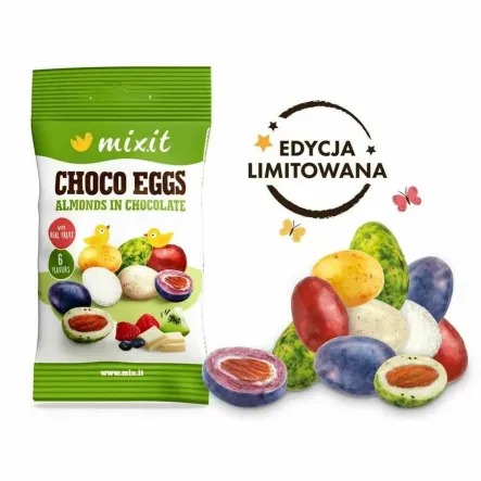 Wiel-koko-nocne Jajeczka Choco Eggs do Kieszeni - Prażone Migdały w Czekoladzie 65 g - Mixit