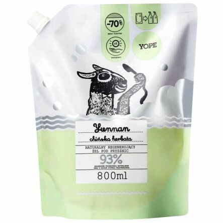 Naturalny Żel Pod Prysznic Regenerujący YUNNAN - CHIŃSKA HERBATA Refill 800 ml - Yope