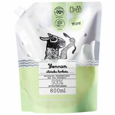Naturalny Żel Pod Prysznic Regenerujący YUNNAN - CHIŃSKA HERBATA Refill 800 ml - Yope