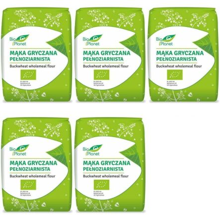 5 x Mąka Gryczana Pełnoziarnista Bio 1 kg - Bio Planet