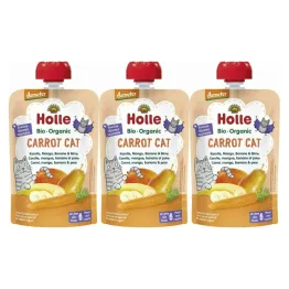 3 x Mus Owocowy z Warzywami Marchewkowy Kotek (Marchewka, Mango, Banan, Gruszka) Bio Demeter 100 g - Holle