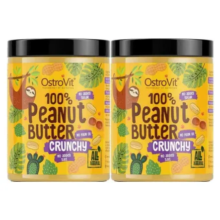 2 x Masło Orzechowe Crunchy 1 kg - OstroVit - Krem Orzechowy 100%