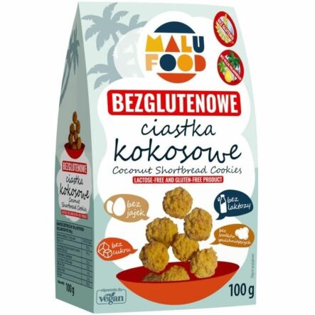 Ciastka Kokosowe Bezglutenowe Bez Dodatku Cukru 100 g - Malu Food