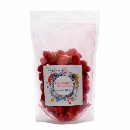 Truskawka Liofilizowana Cała 100 g - VitaFarm - Przecena Krótka Data Minimalnej Trwałości