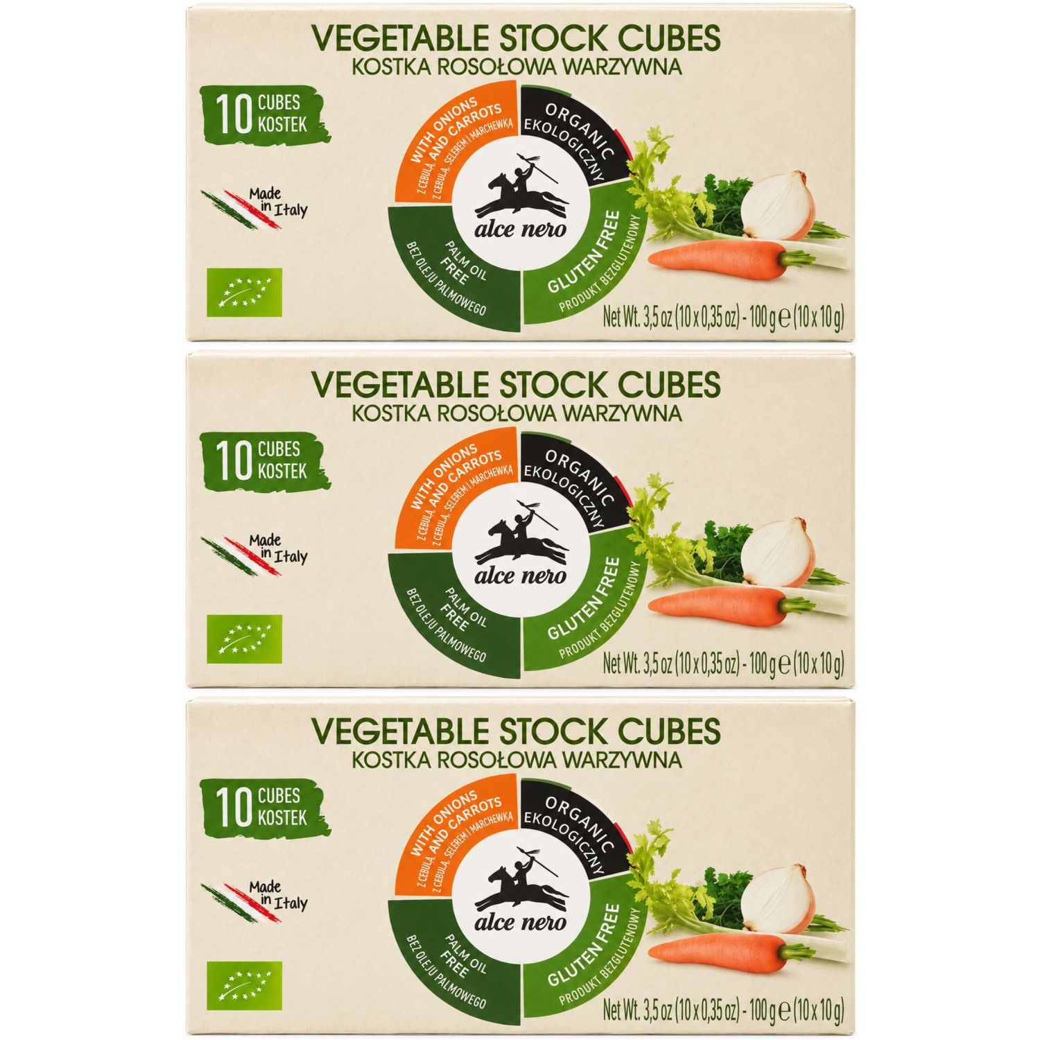 Zestaw 3 x Kostki Warzywne Bio 100 g (10x 10 g)  - Alce Nero