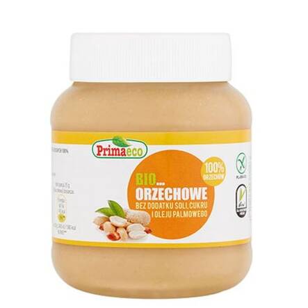 Pasta Orzechowa z Prażonych Orzeszków Arachidowych BIO 100% Orzechów 360 g - Primaeco
