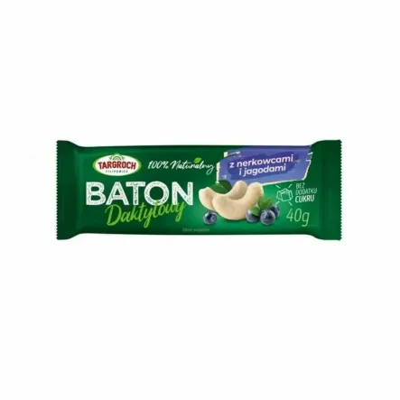 Baton Daktylowy Nerkowce i Jagoda 40 g - Targroch - Przecena Krótka Data Minimalnej Trwałości
