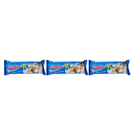 3 x Rurki Kukurydziane Nadziewane Kremem o Smaku Kokosowym Bezglutenowe 18 g - Alaska