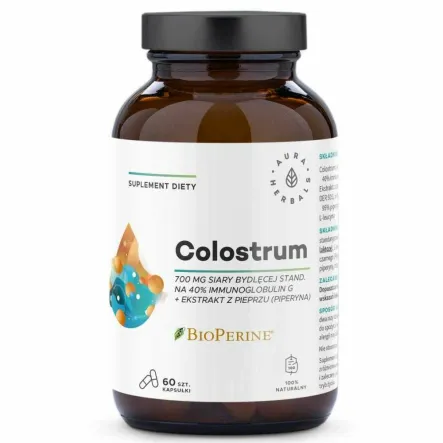 Colostrum 700 mg + BioPerine 60 Kapsułek - Aura Herbals