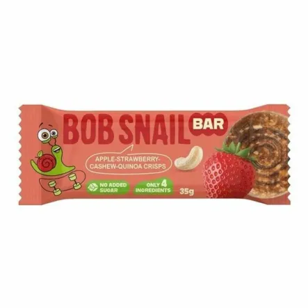 Baton Jabłko-Truskawka z Nerkowcem i Chrupkami z Komosy Ryżowej Bez Dodatku Cukru 35 g - Bob Snail
