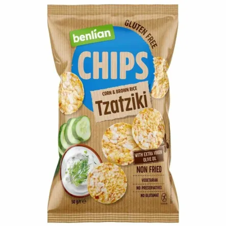 Chipsy Kukurydziano - Ryżowe Tzatziki 50 g - Benlian