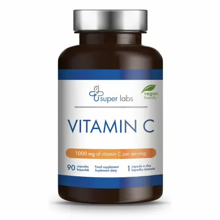 Witamina C 1000 (Vitamin C) 90 Kapsułek - Super Labs  - Przecena Krótka Data Minimalnej Trwałości