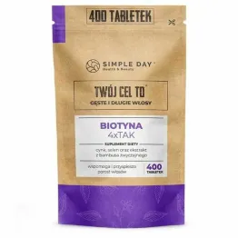 Biotyna 4xTak Twój Cel To: Długie i Gęste Włosy 400 Tabletekx 2,5 mg Biotyny - Simple Day