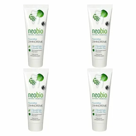 Zestaw 4 x Pasta do Zębów z Ksylitolem Bez Fluoru Z Wyciągiem Z Oczaru Wirginijskiego i Rozmarynu Eko 75ml - Neobio