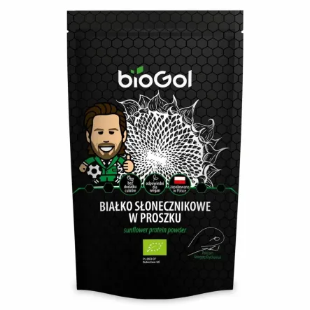 Białko Słonecznikowe w Proszku Bio 150 g - Biogol - Przecena Krótka Data Minimalnej Trwałości